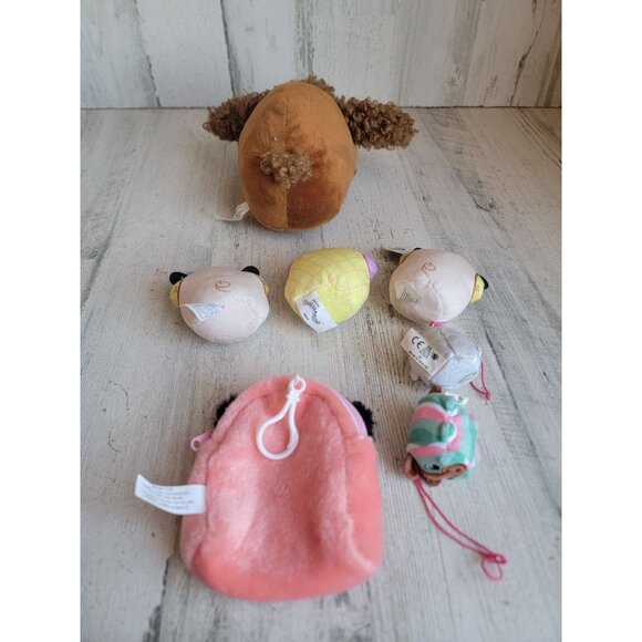 Plush brown poodle dog pug pineapple mini toy figure set youth - Picture 7 of 7